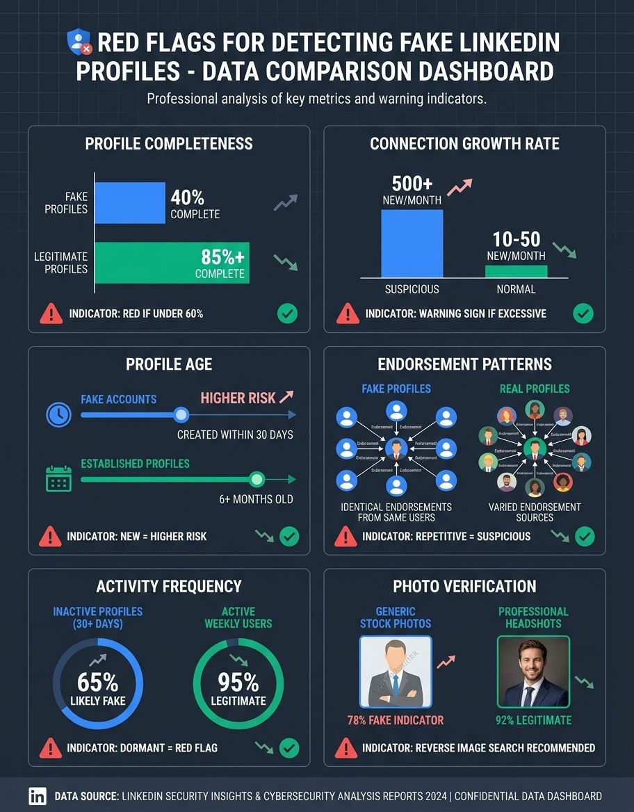 Data visualization showing accuracy metrics and performance statistics for how to tell if a linkedin profile is fake