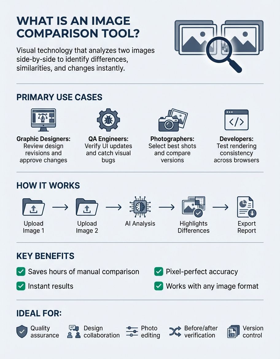Side-by-side image analysis interface demonstrating pixel-level comparison capabilities