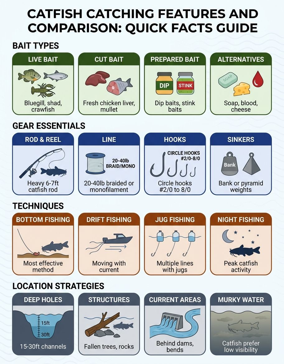 Visual comparison table showing how to catch a catfish features and capabilities