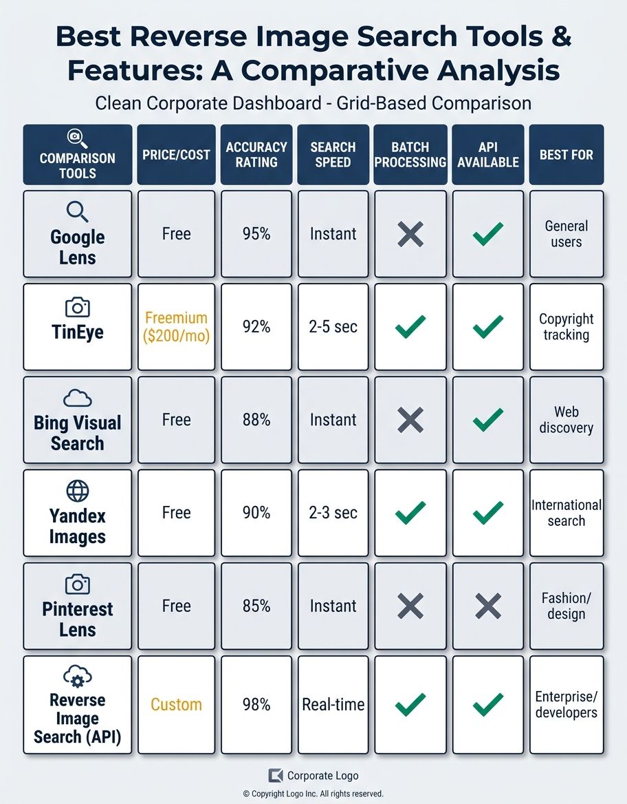 Visual comparison table showing best-reverse-image-search features and capabilities
