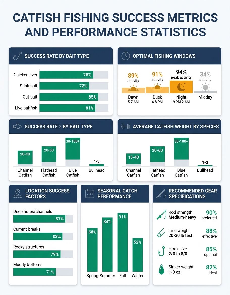Data visualization showing accuracy metrics and performance statistics for how to catch a catfish
