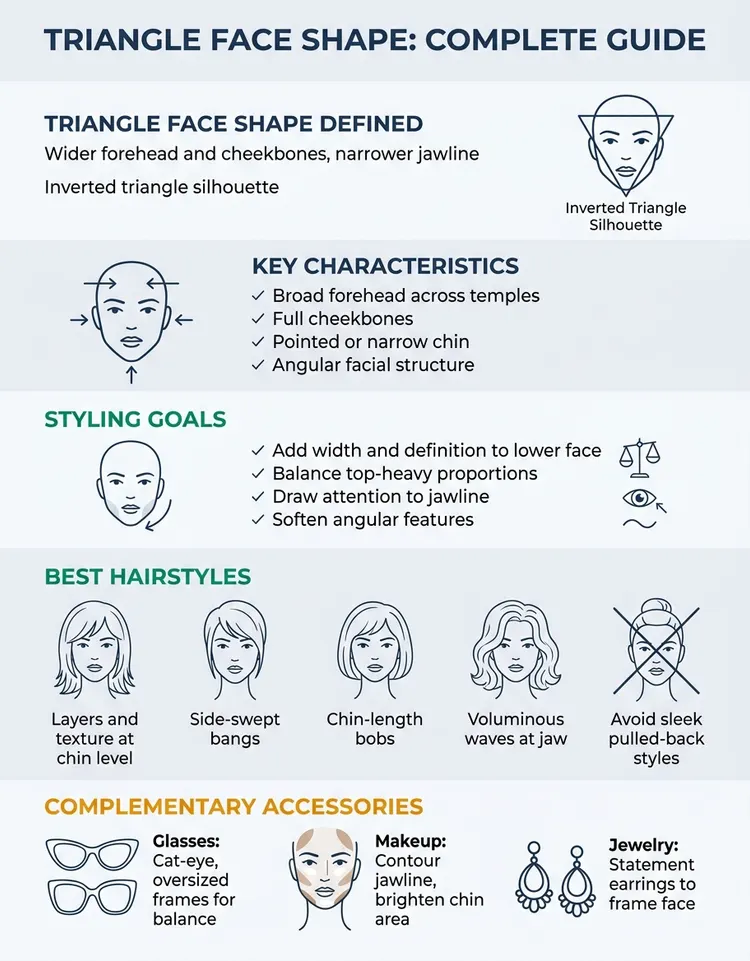 Triangle Face Shape: Complete Guide to Hairstyles, Glasses & Makeup