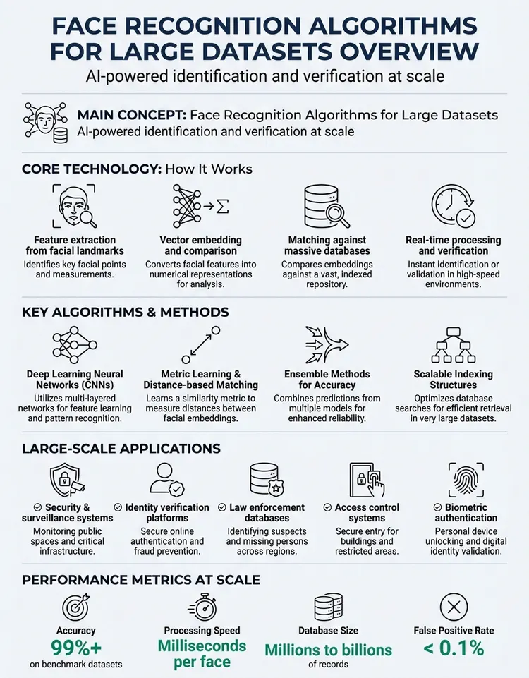 Face Recognition Algorithms for Large Datasets - Methods & Models