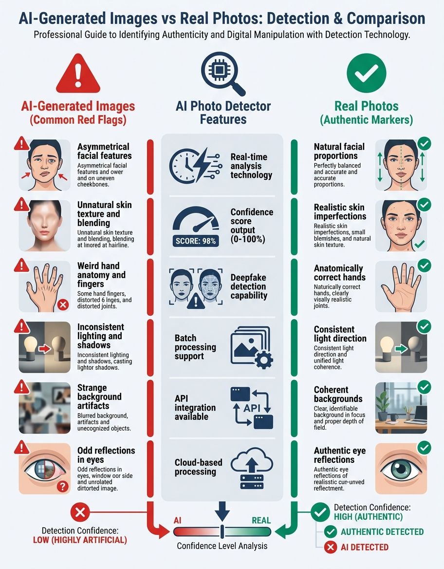 Visual comparison table showing ai photo detector features and capabilities