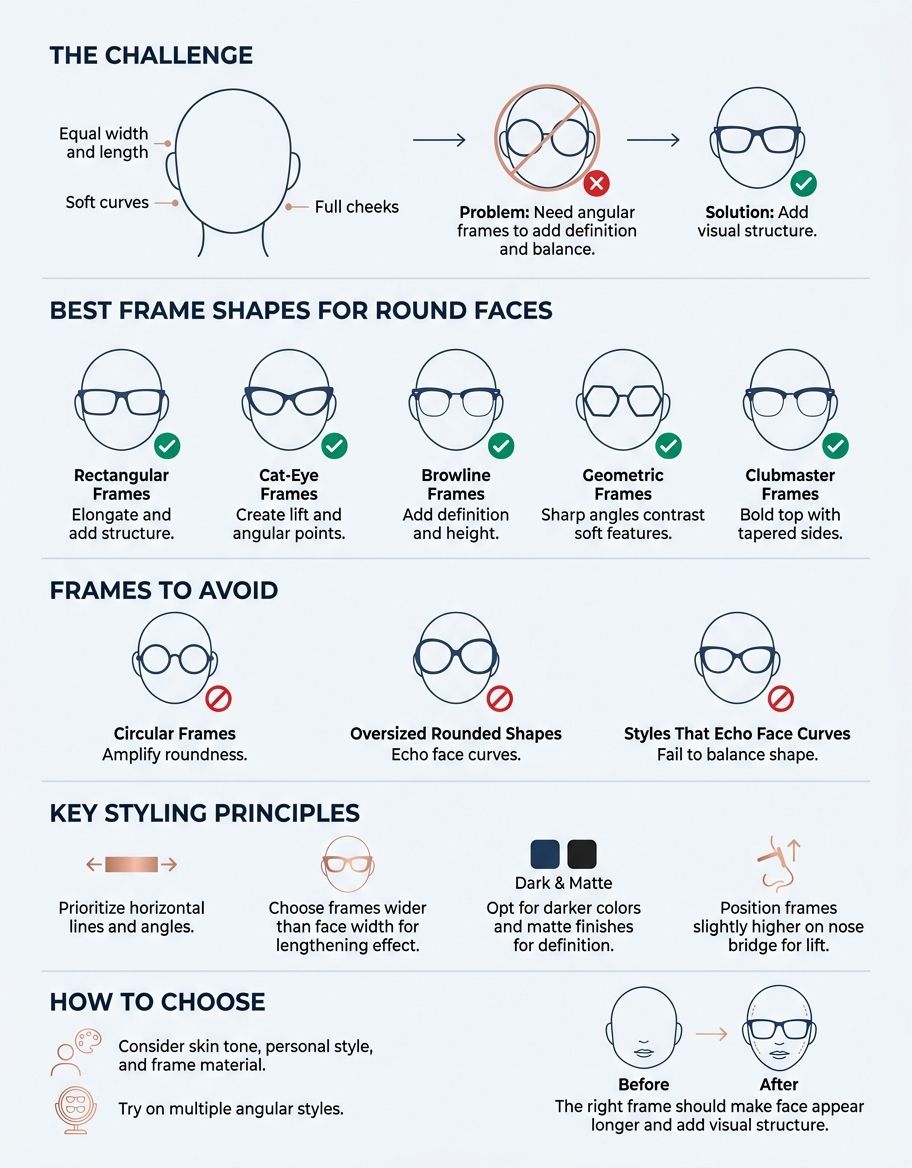 best glasses shape for round face - hero image showing angular frames