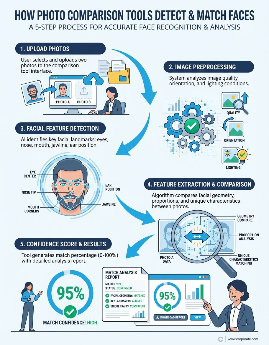 Infographic showing photo comparison tool - Process/Step-by-Step