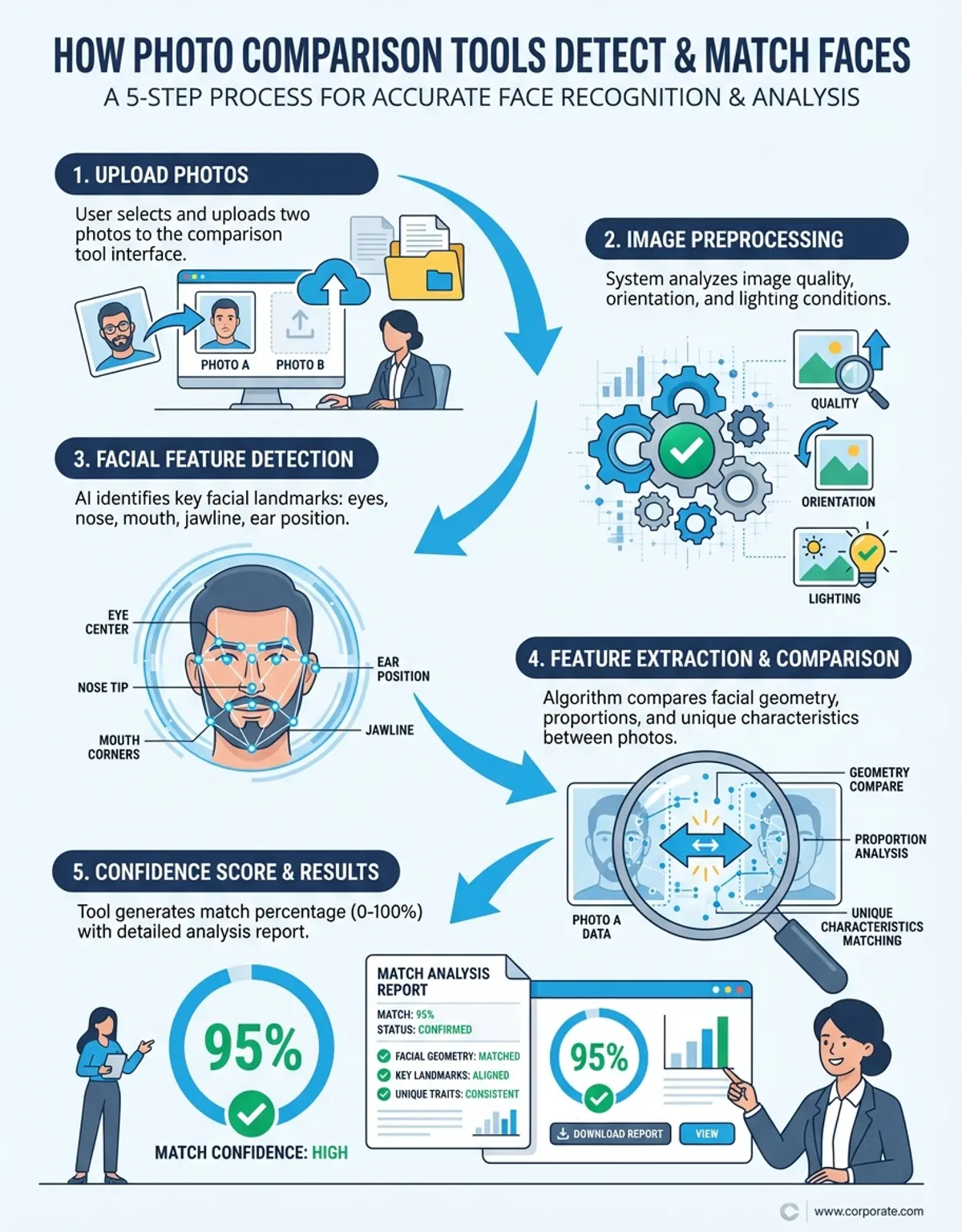 Infographic showing photo comparison tool - Process/Step-by-Step