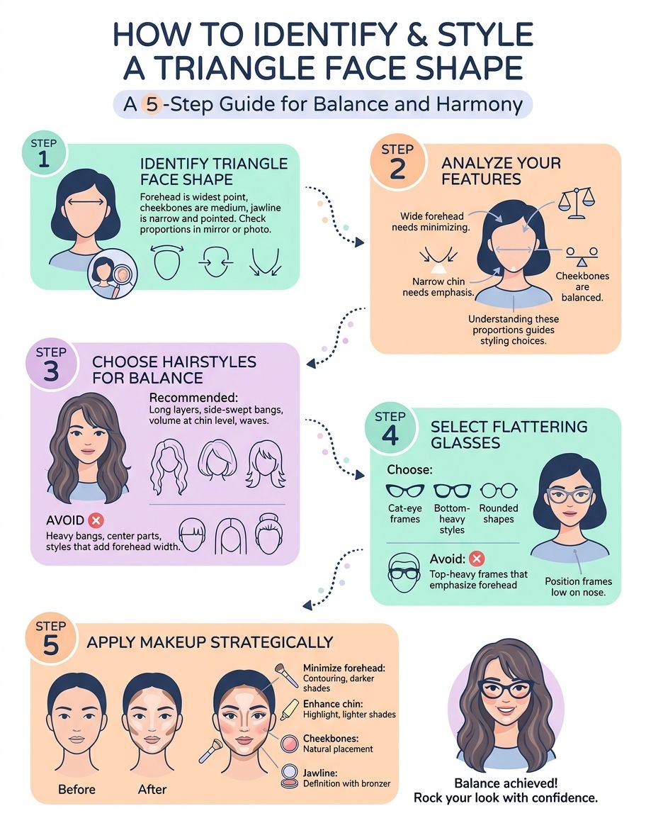 What is a triangle face shape — illustration showing jaw-dominant proportions