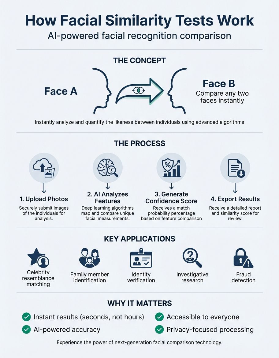 AI-powered facial similarity analysis comparing two faces side by side