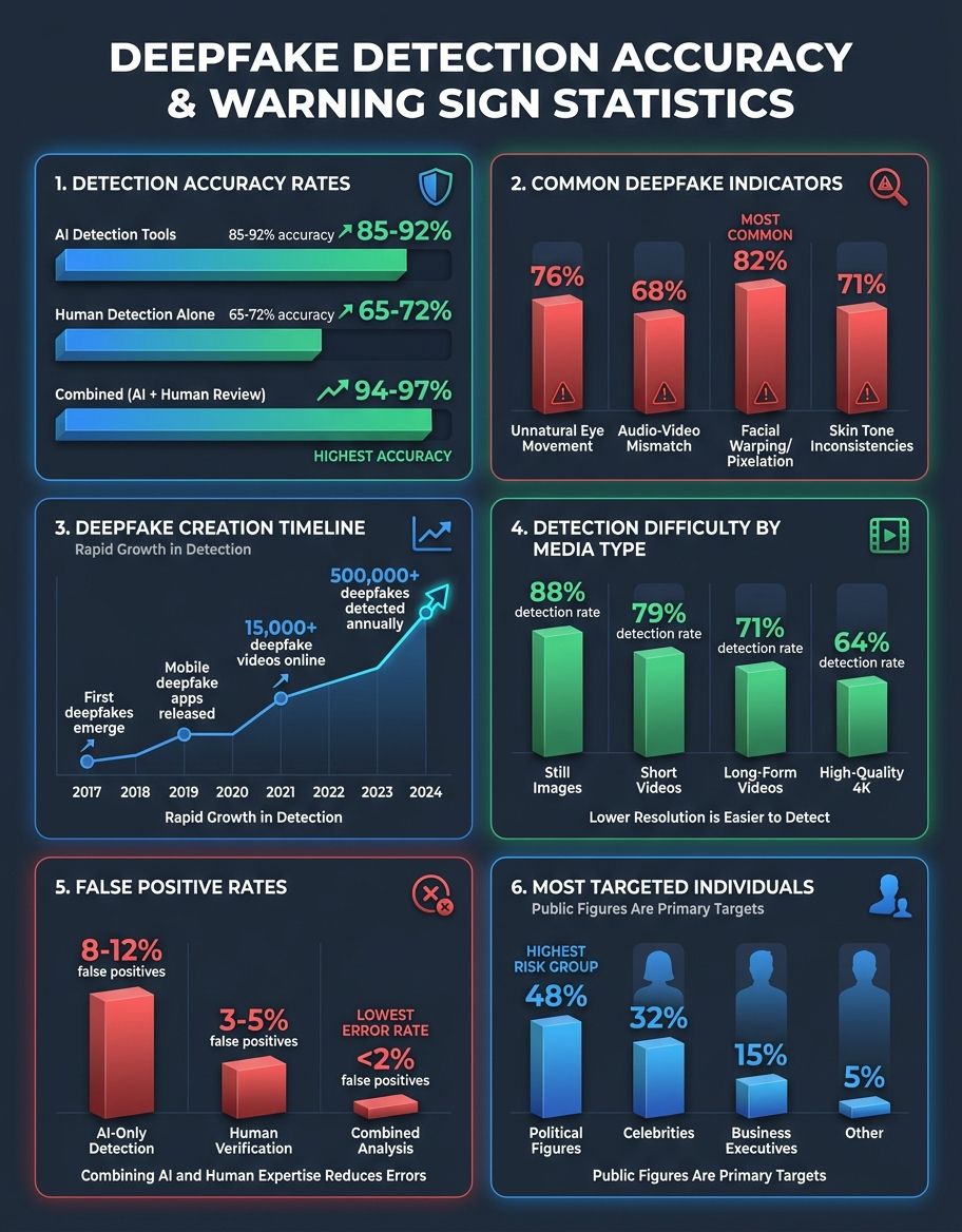 Data visualization showing accuracy metrics and performance statistics for how to spot a deepfake