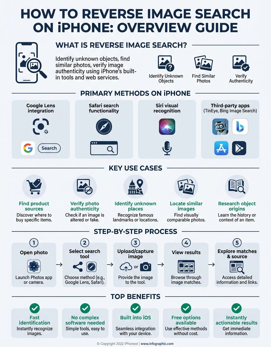 Main concept visualization of how to reverse image search on iphone technology and applications