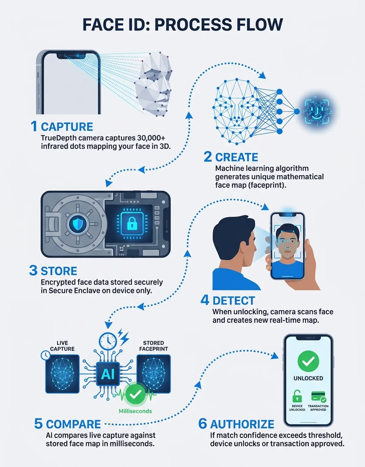 Face ID scanning process with TrueDepth camera system