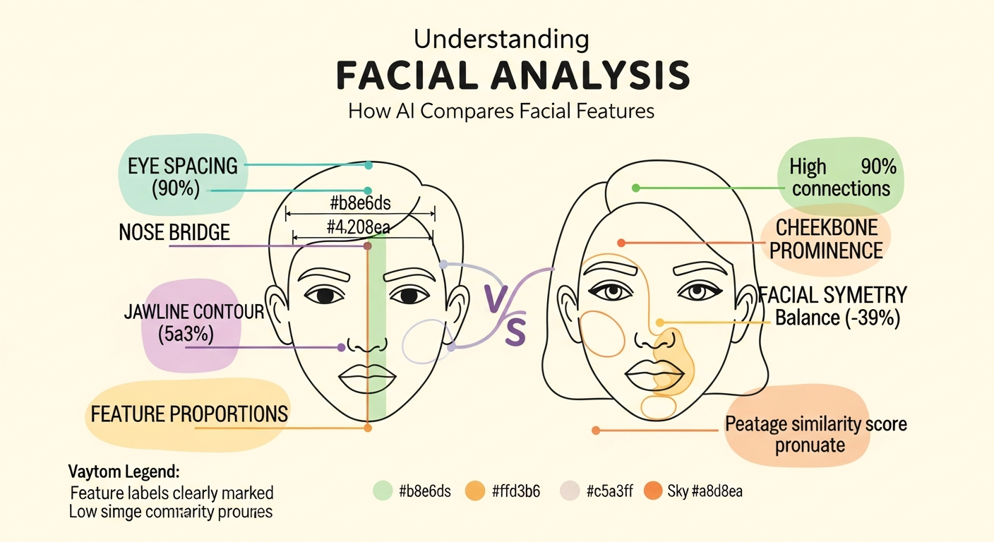 Side-by-side comparison showing photo analysis workflow and video multi-frame analysis workflow for AI face comparison