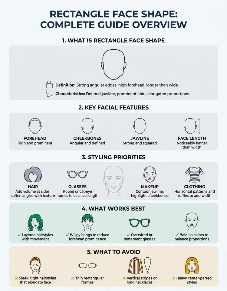 Rectangle Face Shape: Complete Guide to Hairstyles, Glasses & Makeup