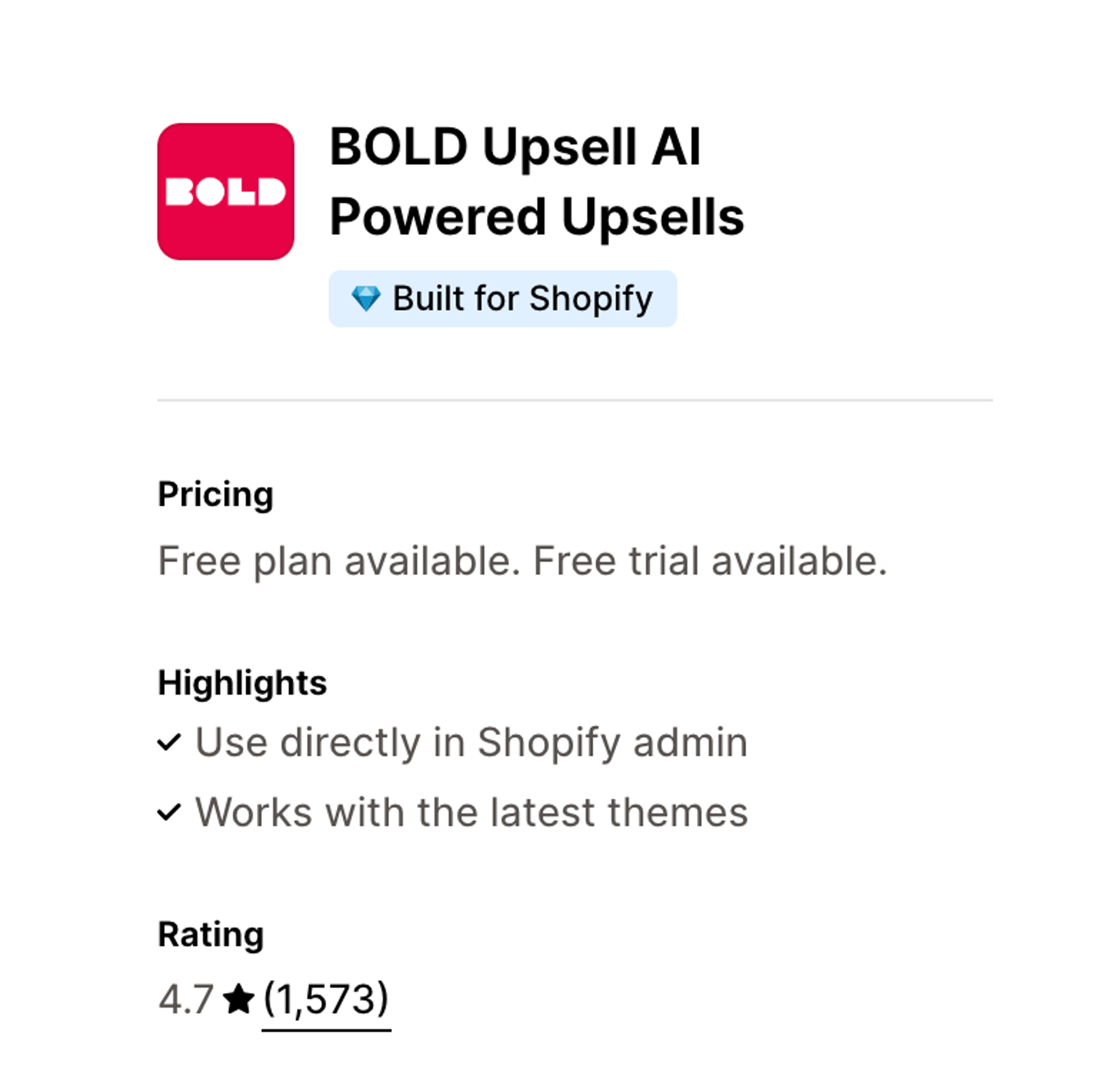 Bold Upsell Built for Shopify