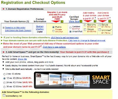 GoDaddy upsell example
