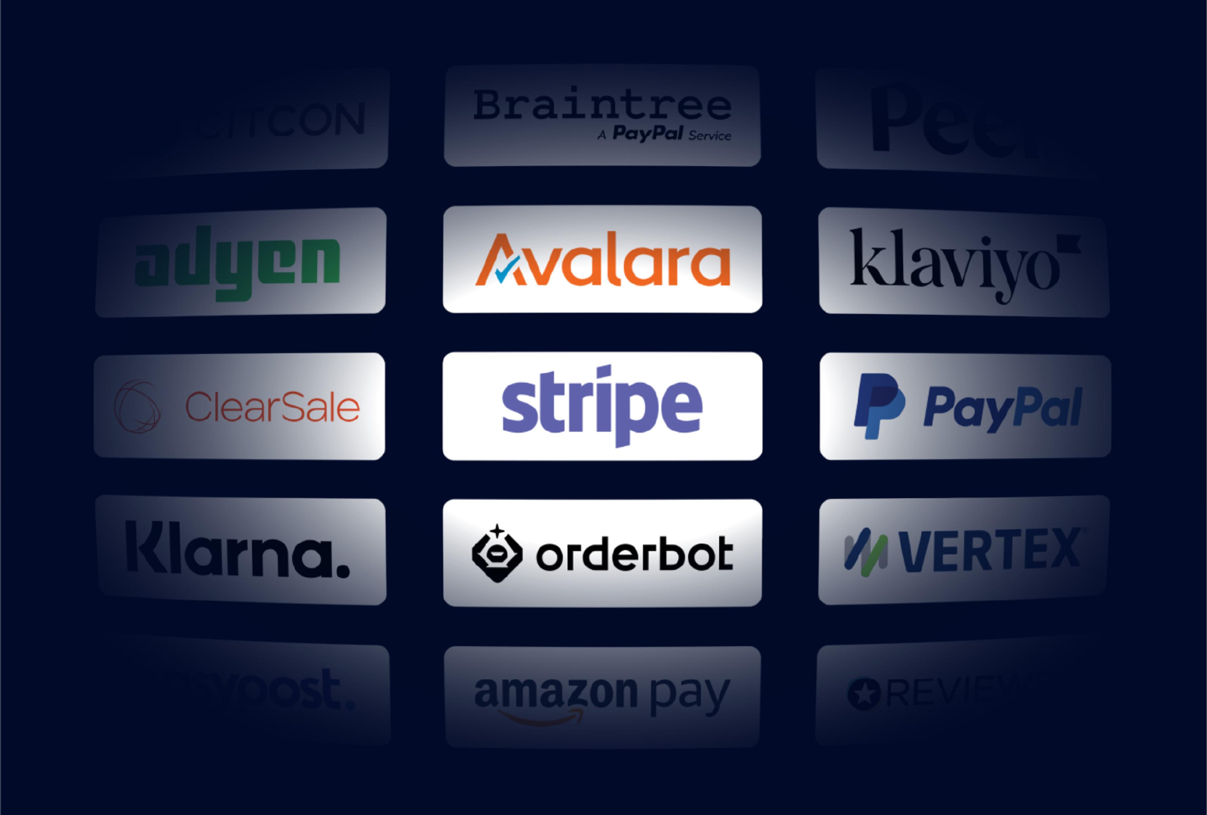 Logos of the companies that integrate with our checkout