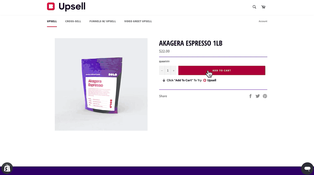 The video demos an upsell offer, pre-purchase cross-sell offer, and post-purchase cross-sell offer
