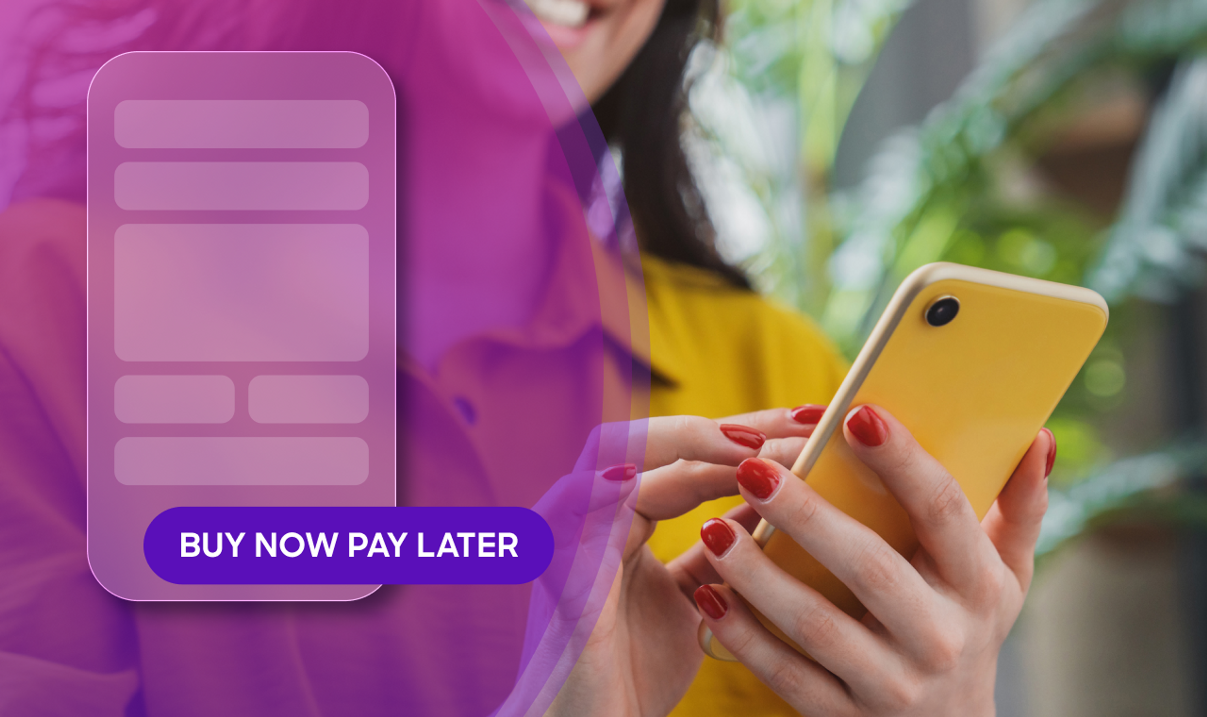 Promotional image showcasing 'Buy Now Pay Later' option, allowing customers to make purchases without immediate payment.