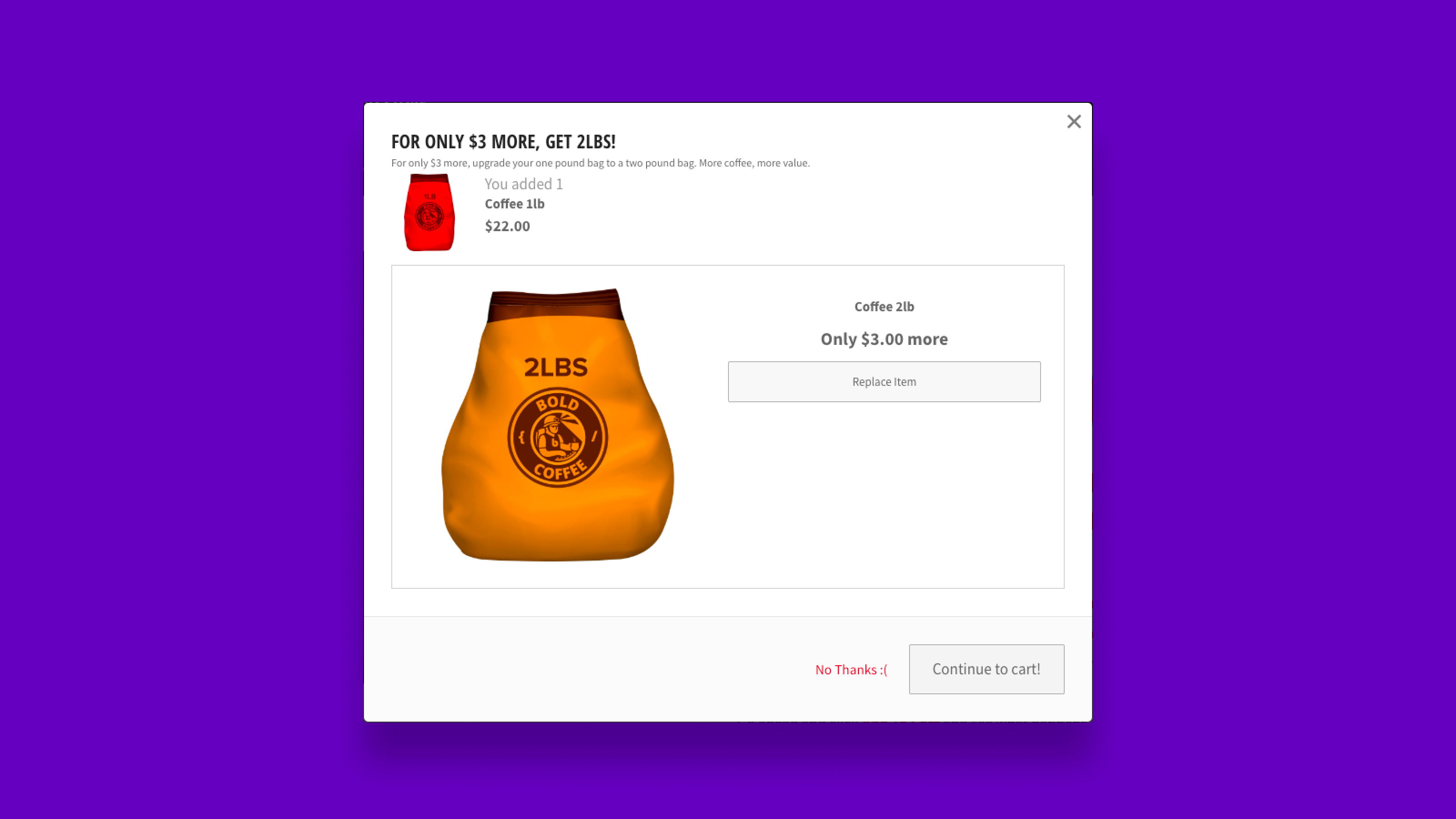 Upsell Modal Example