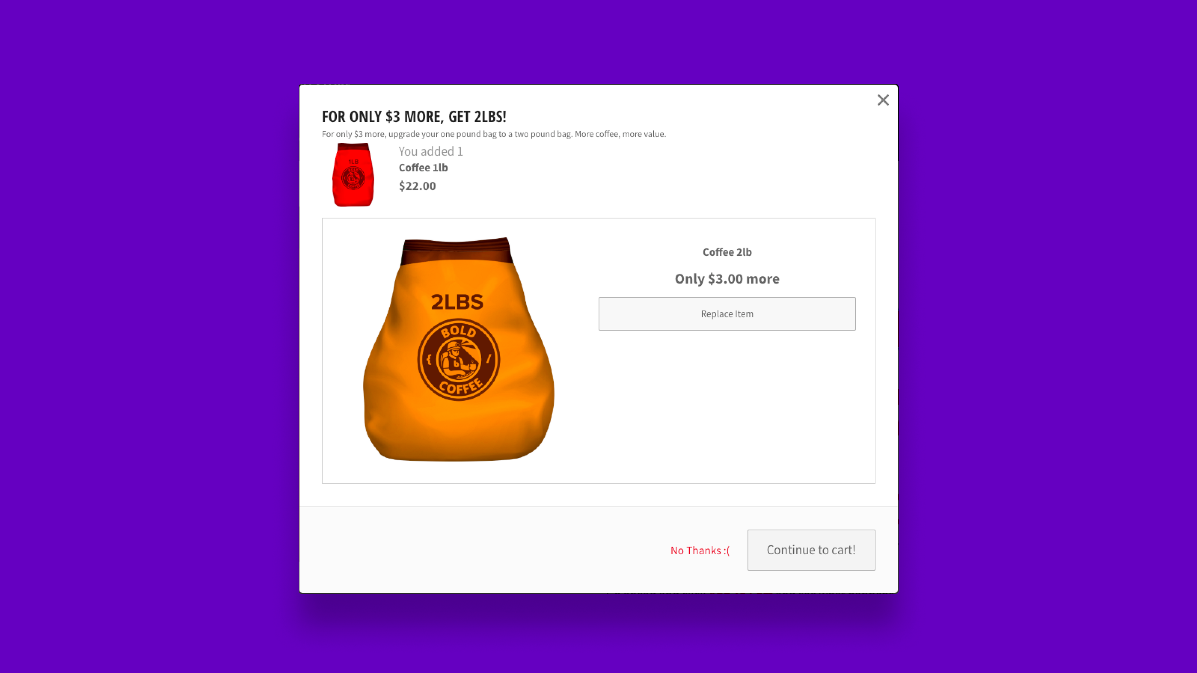 Upsell Modal Example