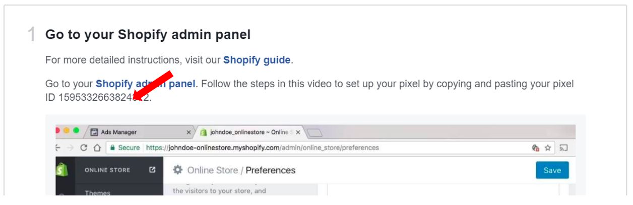 Screenshot of Facebook Pixel