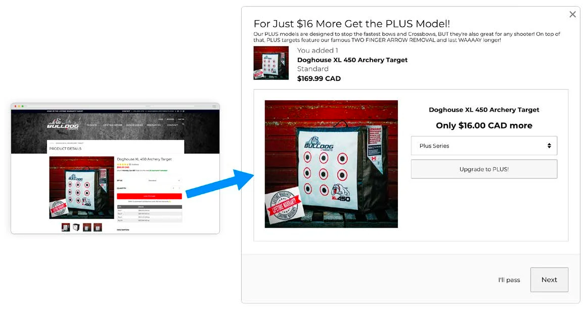 Example of an upsell