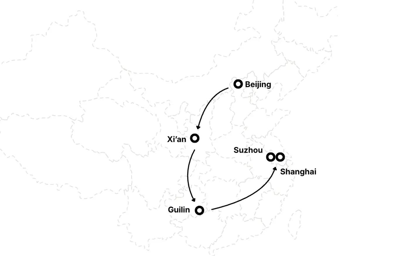 Imperial City & Painted Landscapes  China's Classic Cultural Journey route map