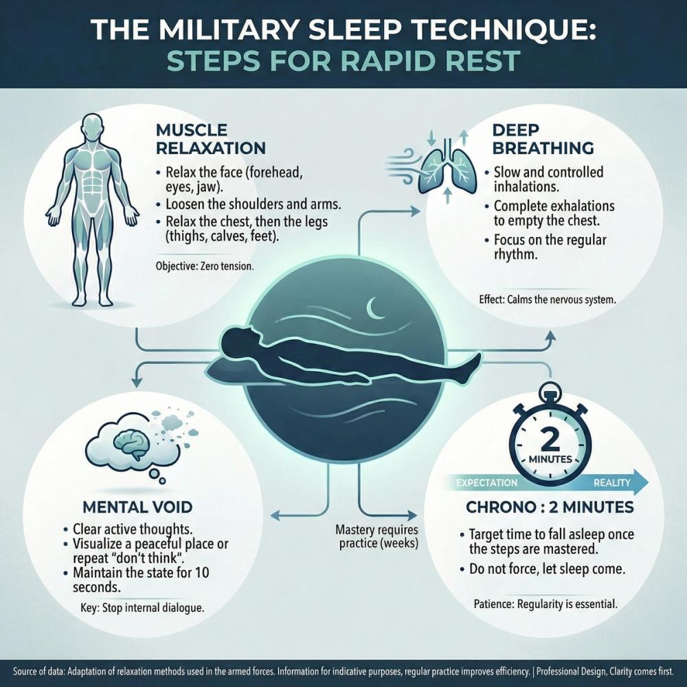 The military technique to fall asleep in 2 minutes The military technique to fall asleep in 2 minutes