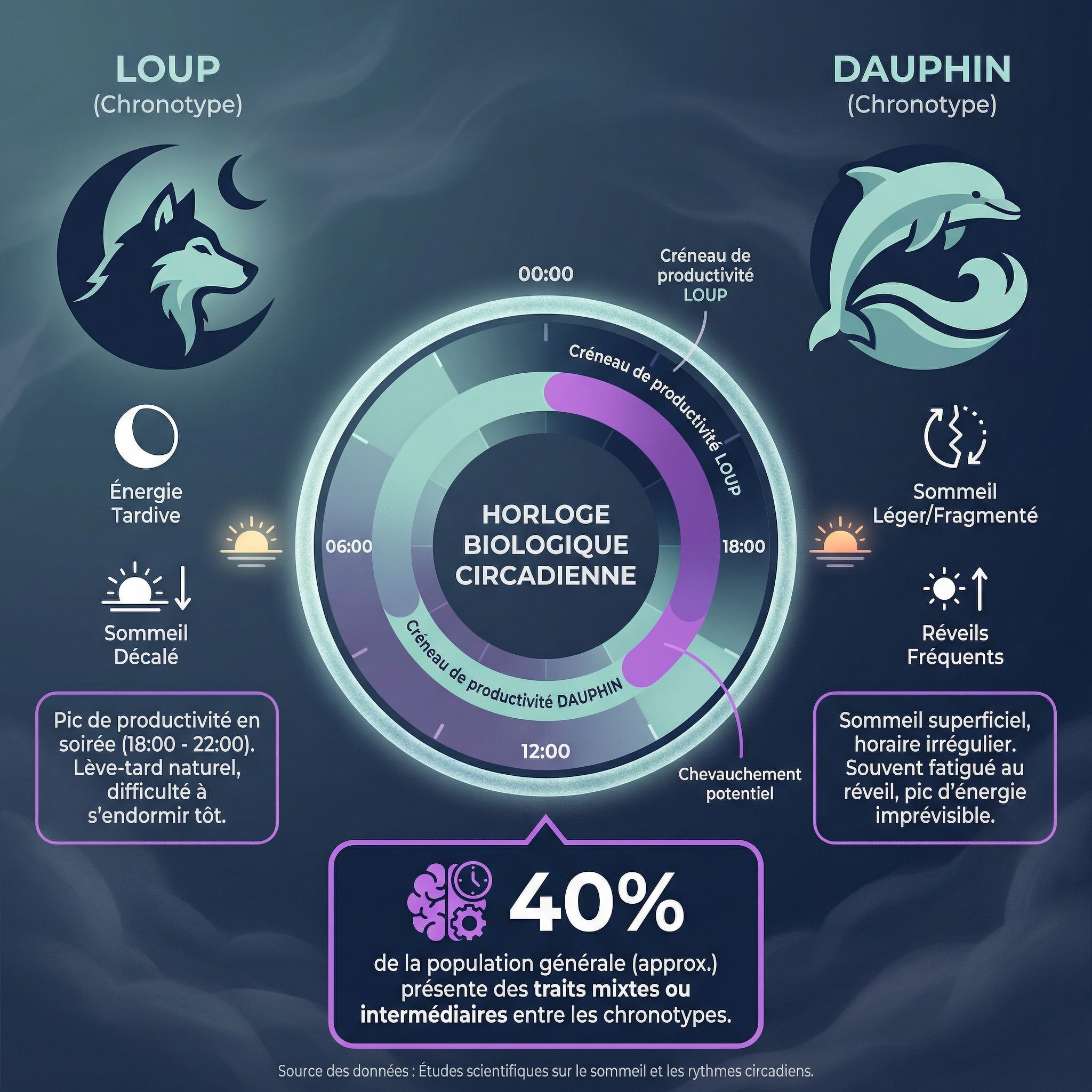 Les Chronotypes Rares : Êtes-vous un 'Dauphin' ou un 'Loup'?