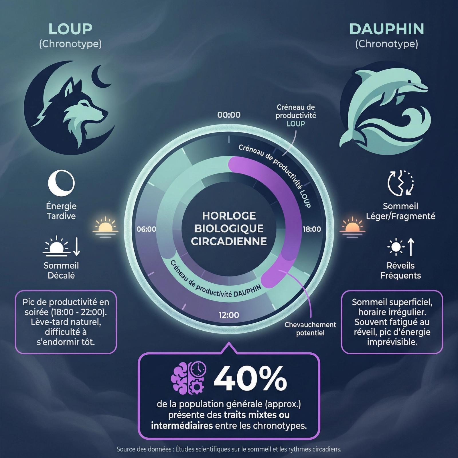 Les Chronotypes Rares : Êtes-vous un 'Dauphin' ou un 'Loup'?