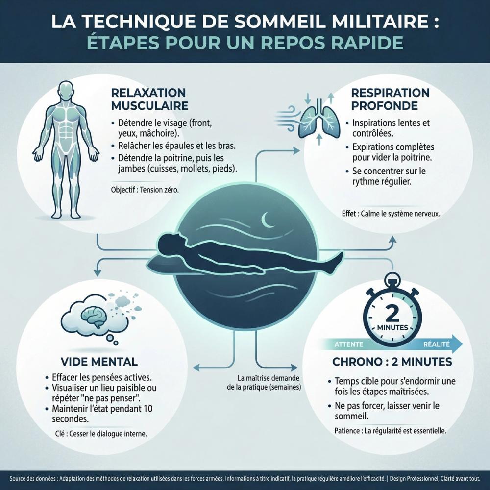 La technique militaire pour s'endormir en 2 minutes La technique militaire pour s'endormir en 2 minutes