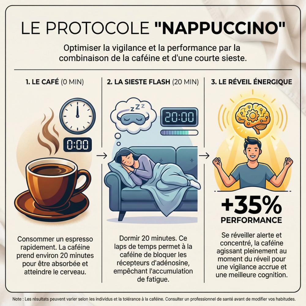 Biohacking de la Sieste : Le protocole 'Nappuccino' Biohacking de la Sieste : Le protocole 'Nappuccino'