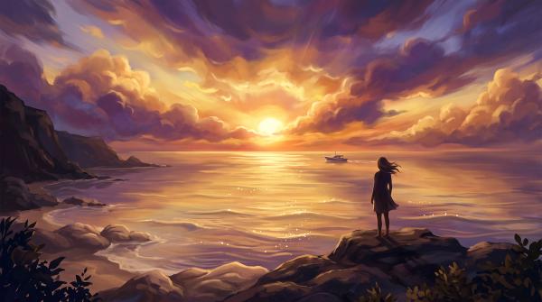 Rêver de Coucher du soleil : La douce mélancolie du crépuscule intérieur où ton âme s'apaise Rêver de Coucher du soleil : La douce mélancolie du crépuscule intérieur où ton âme s'apaise