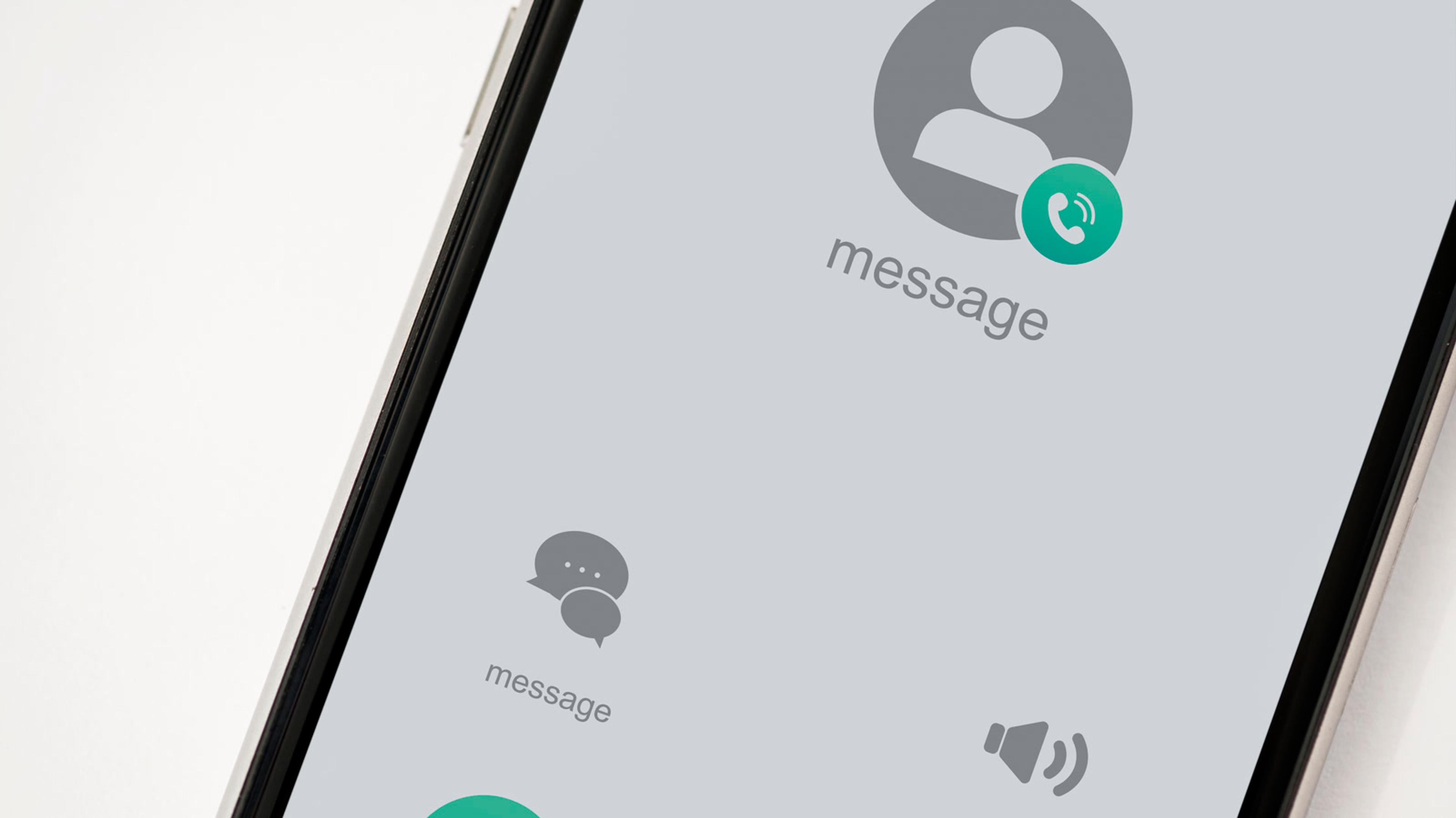 Phone screen displaying message and speaker icons — softphone push notifications