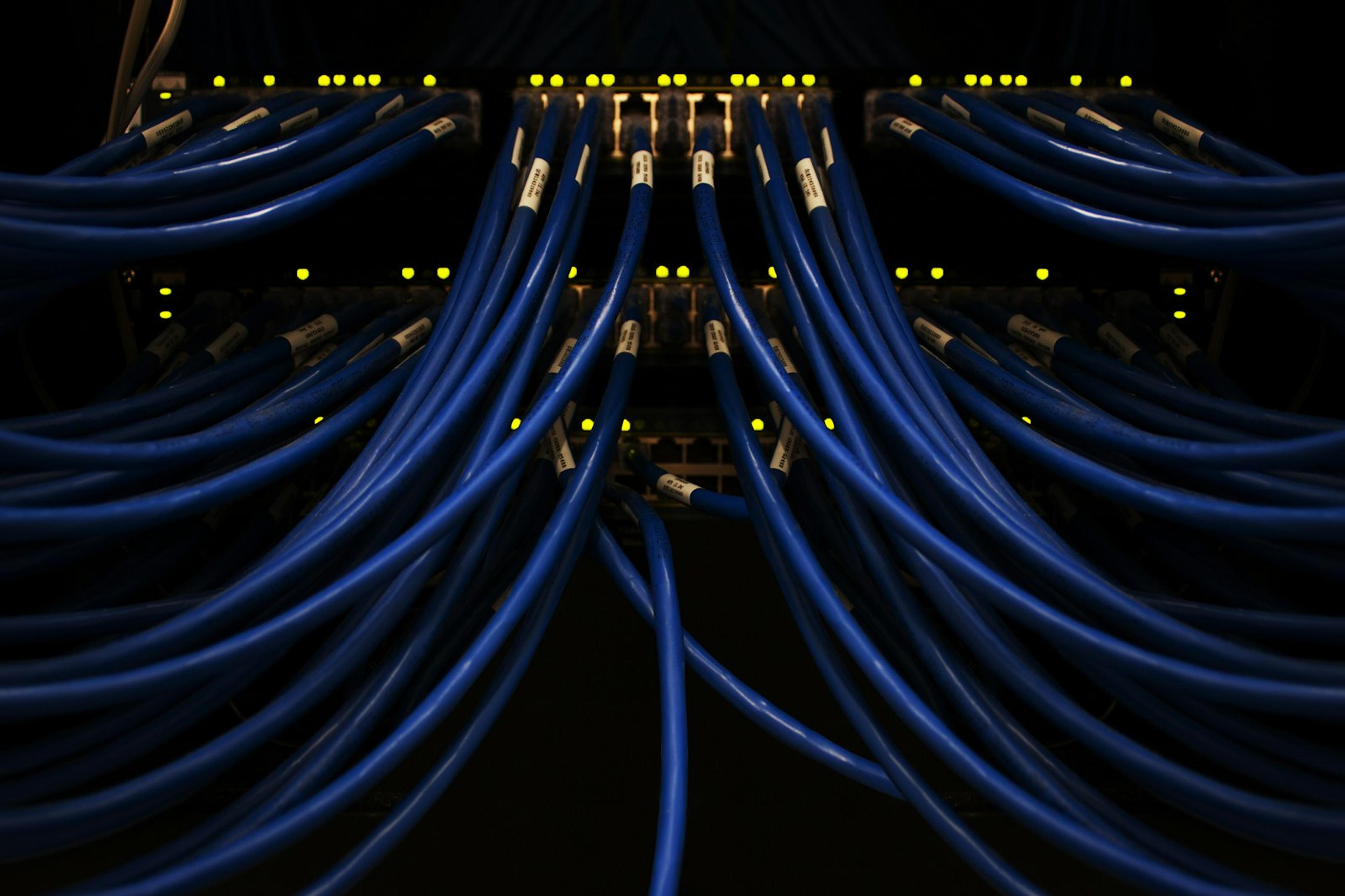 Network cabling representing the media path between VoIP systems