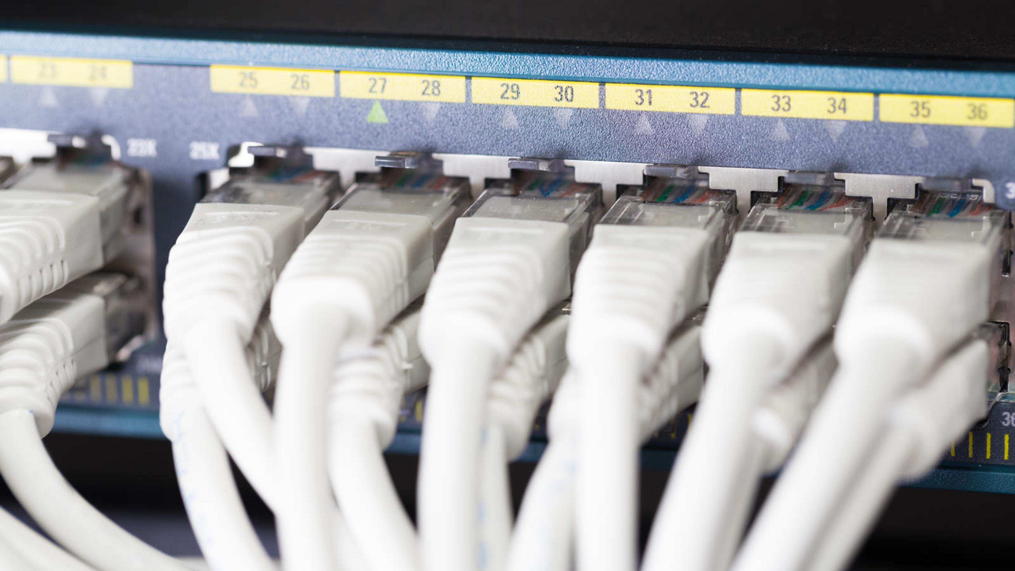 Network cables in Ethernet ports for VoIP and cloud phone readiness