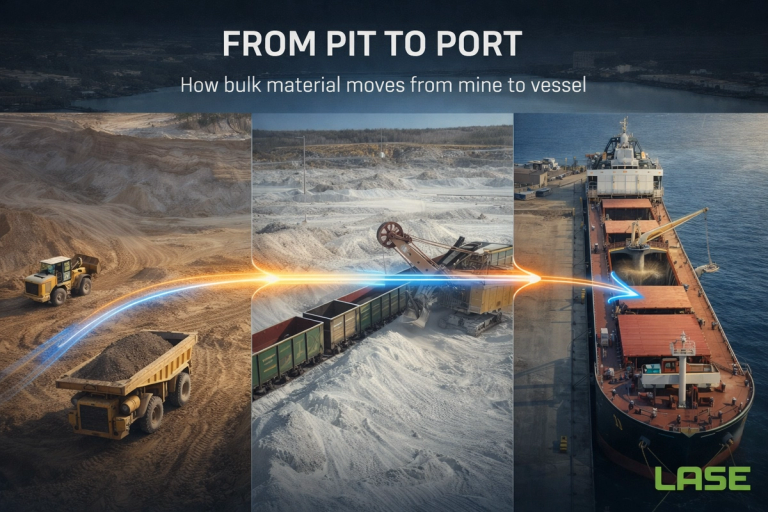 Material flow from pit to port