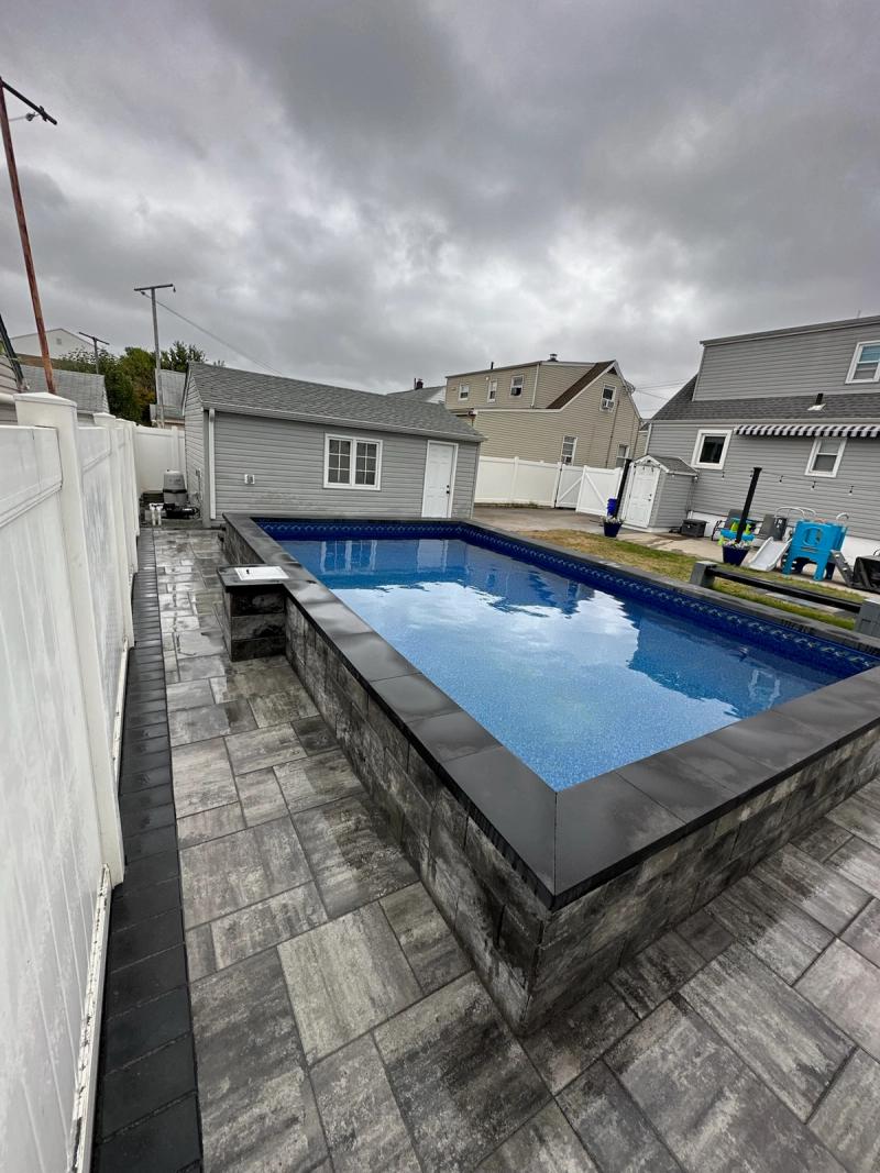 Stone veneer walls and paver patio, East Hanover NJ