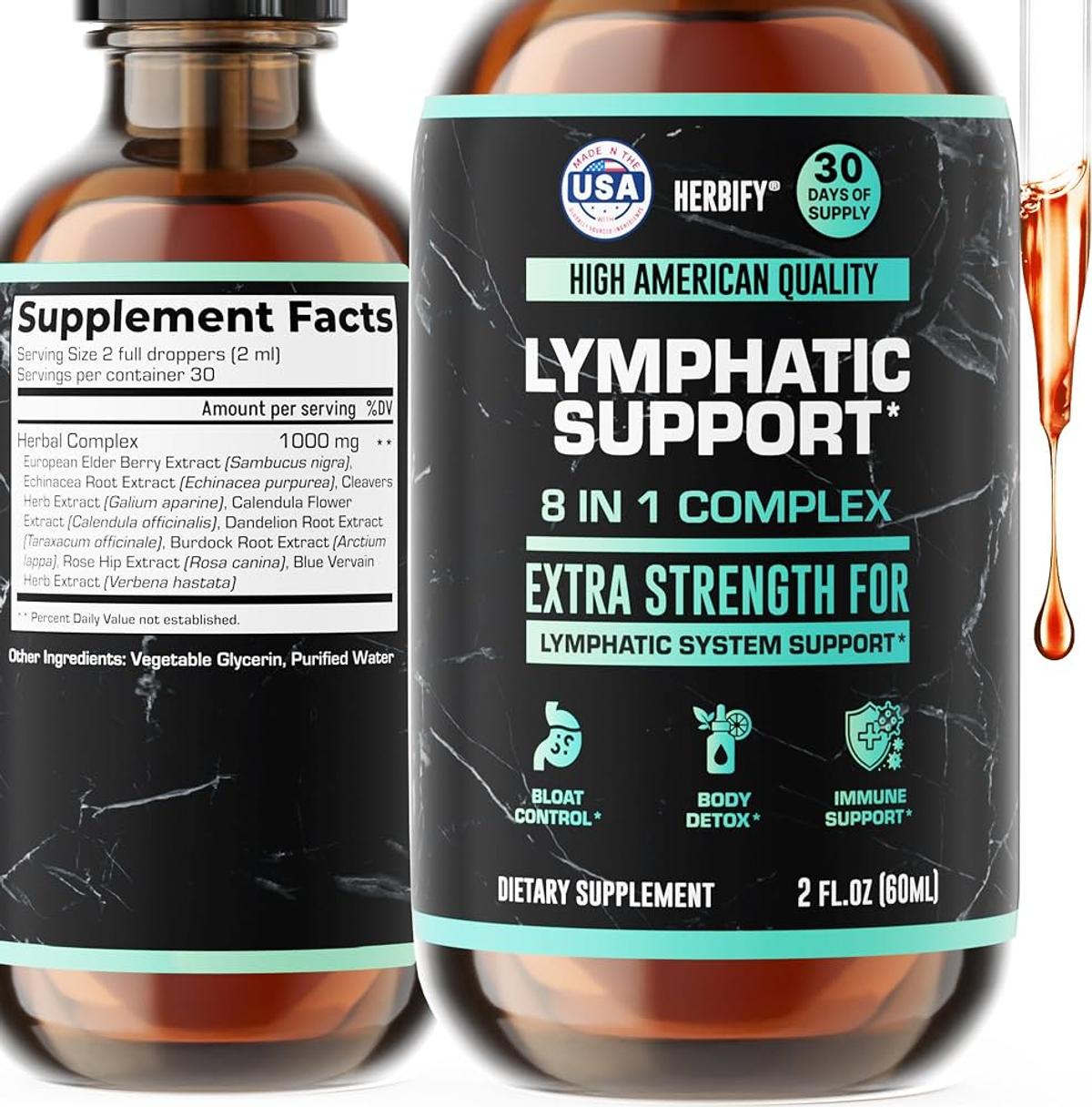 Amazon.com: HERBIFY Lymphatic Drainage Drops for Liver Detox & Immune Support - Lymph System Support Drops - Detox Cleanse - 60 Days Supply - 2 Fl Oz Made in USA : Health & Household