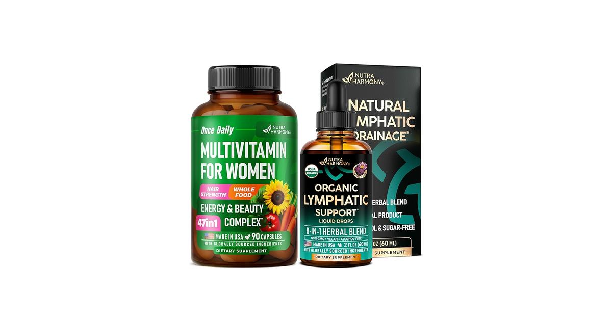Amazon.com: NUTRAHARMONY Lymphatic Drops & Multivitamins for Women : Health  & Household