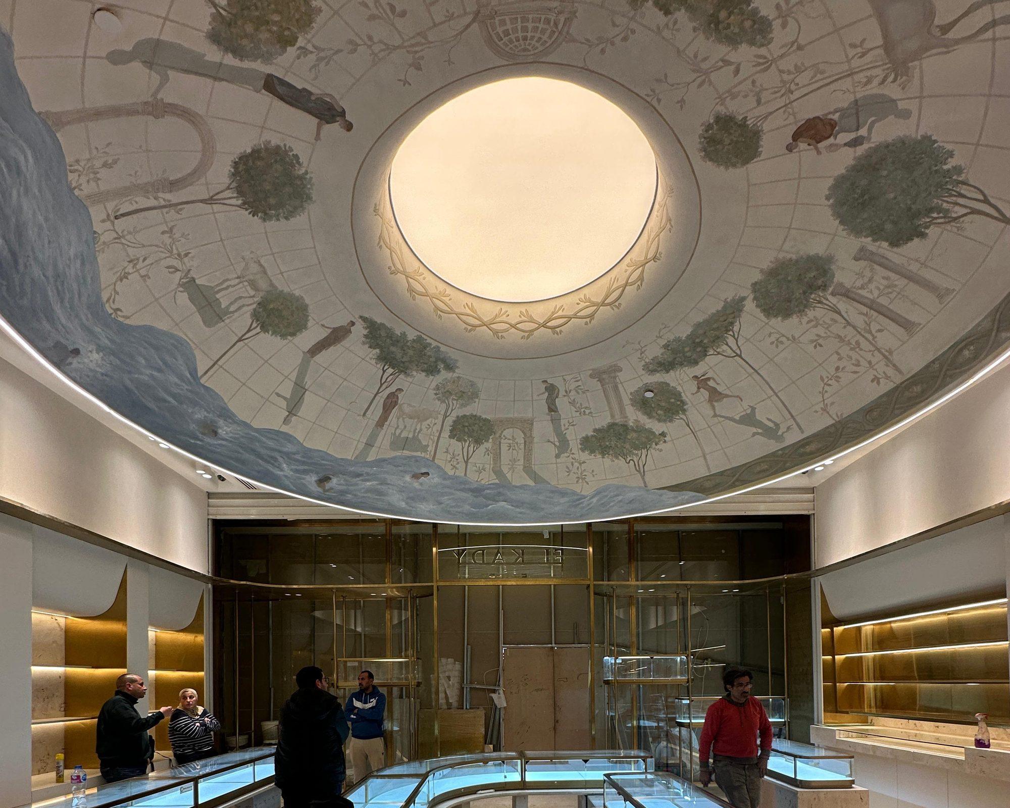 EL KADY Jewelry showroom with a painted dome ceiling during fit-out