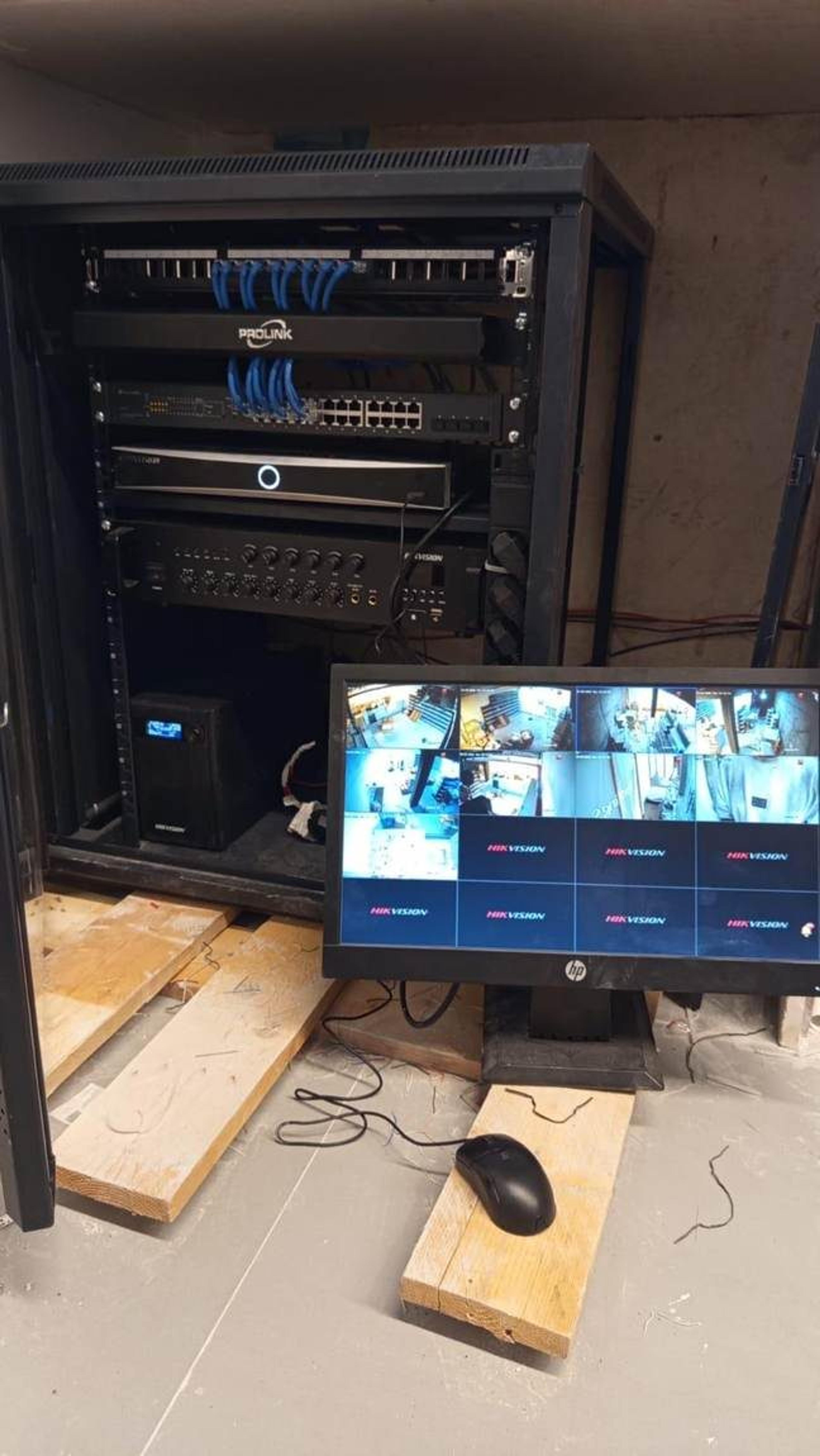 Branch equipment rack with live camera monitoring