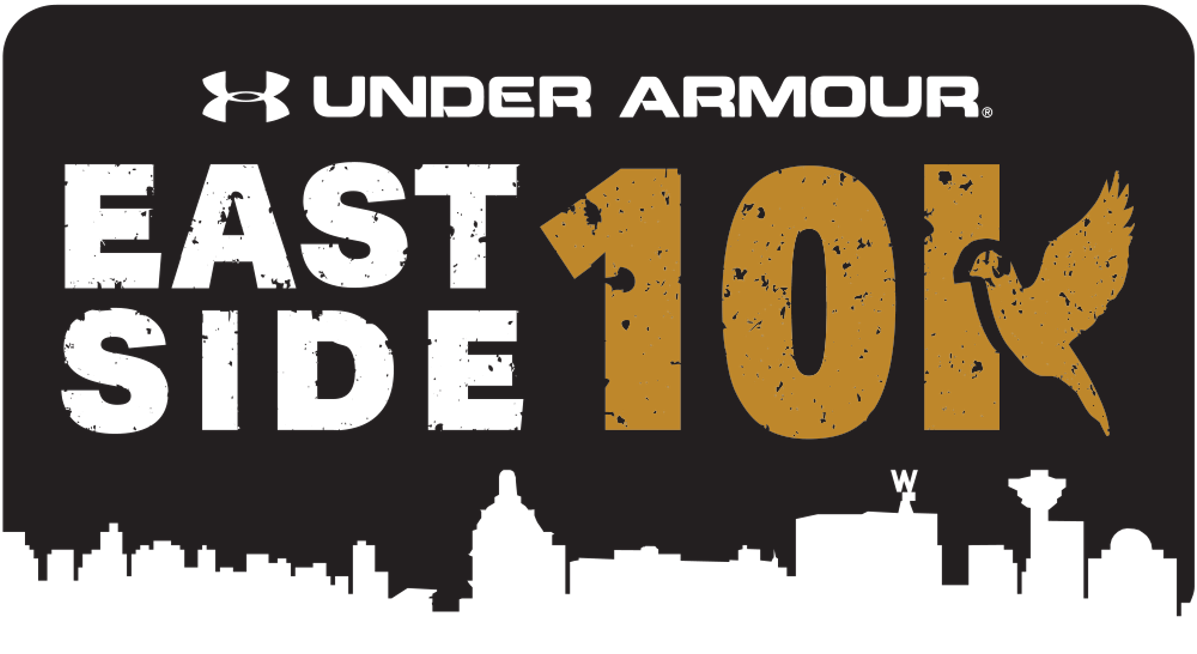 Under Armour Eastside 10K logo over a Vancouver skyline silhouette