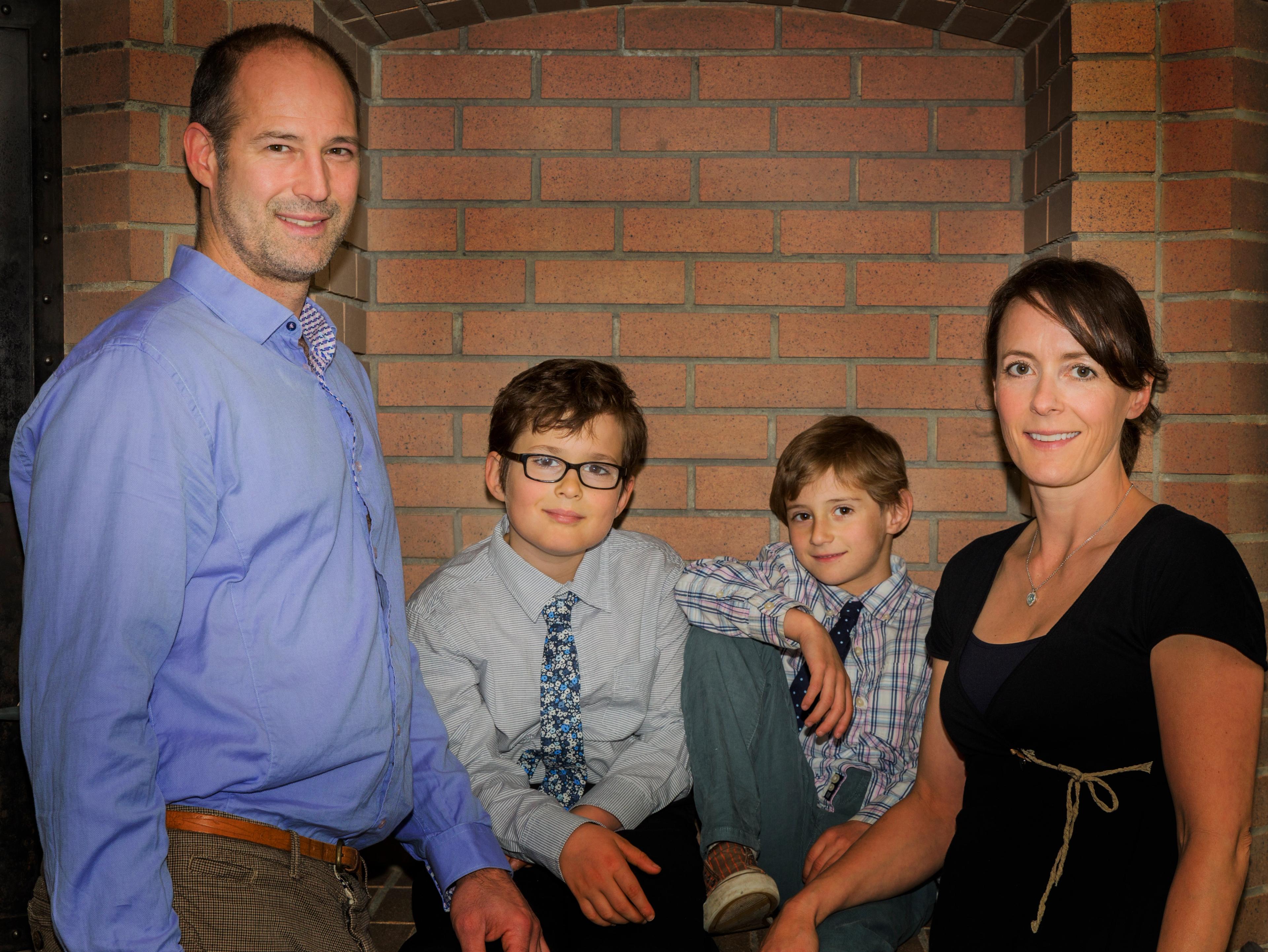 Fergus and Melanie Prentice with their sons Milo and Max