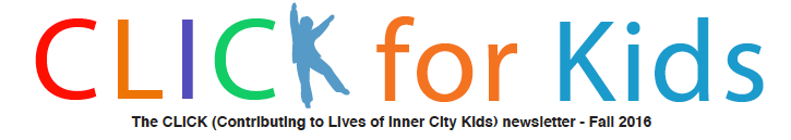 Masthead of the Fall 2016 CLICK for Kids newsletter
