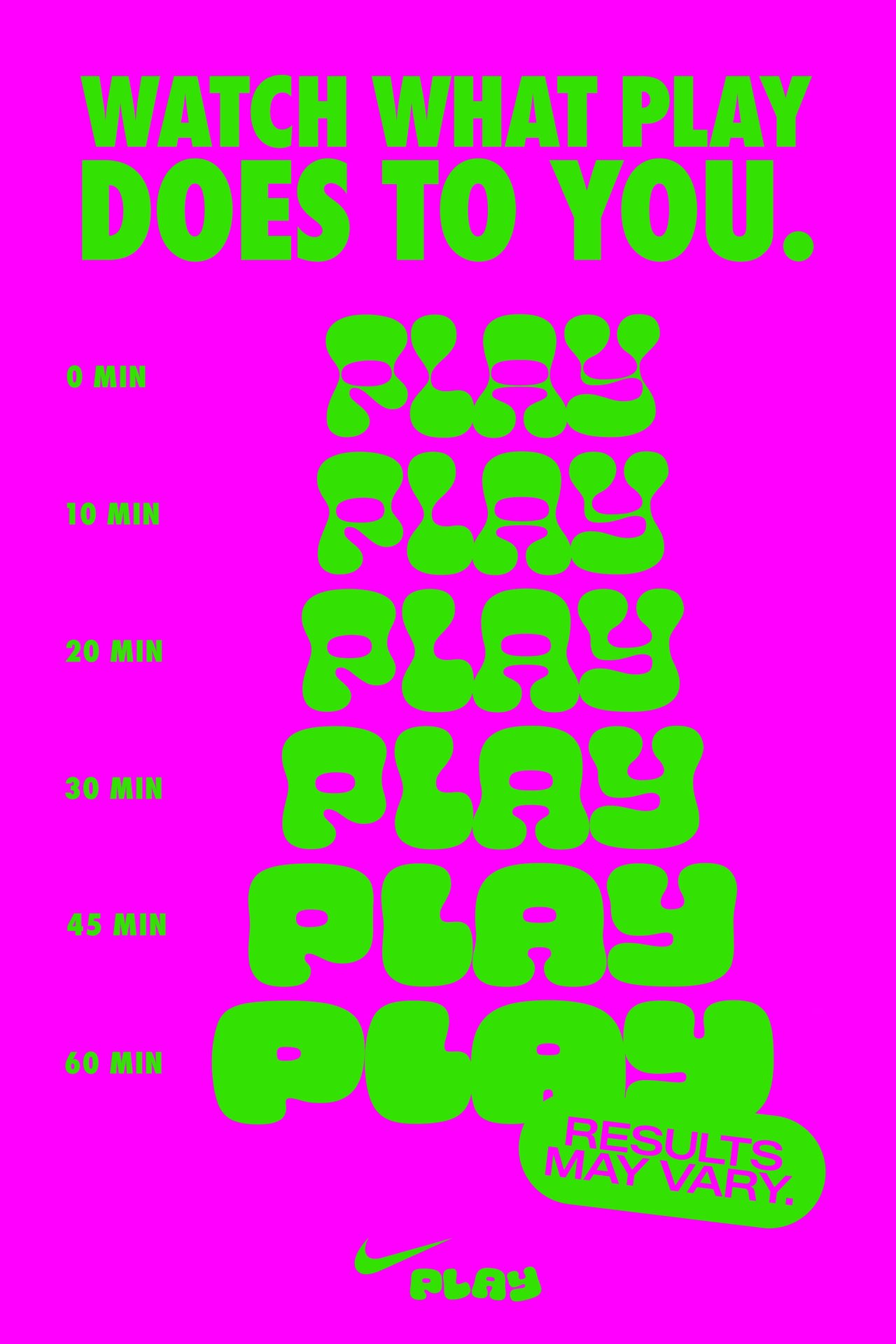 Poster titled Watch What Play Does to You, with PLAY widening from 0 to 60 minutes