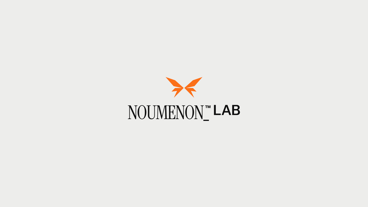 NOUMENON LAB logo with an orange butterfly symbol above the black wordmark on pale grey