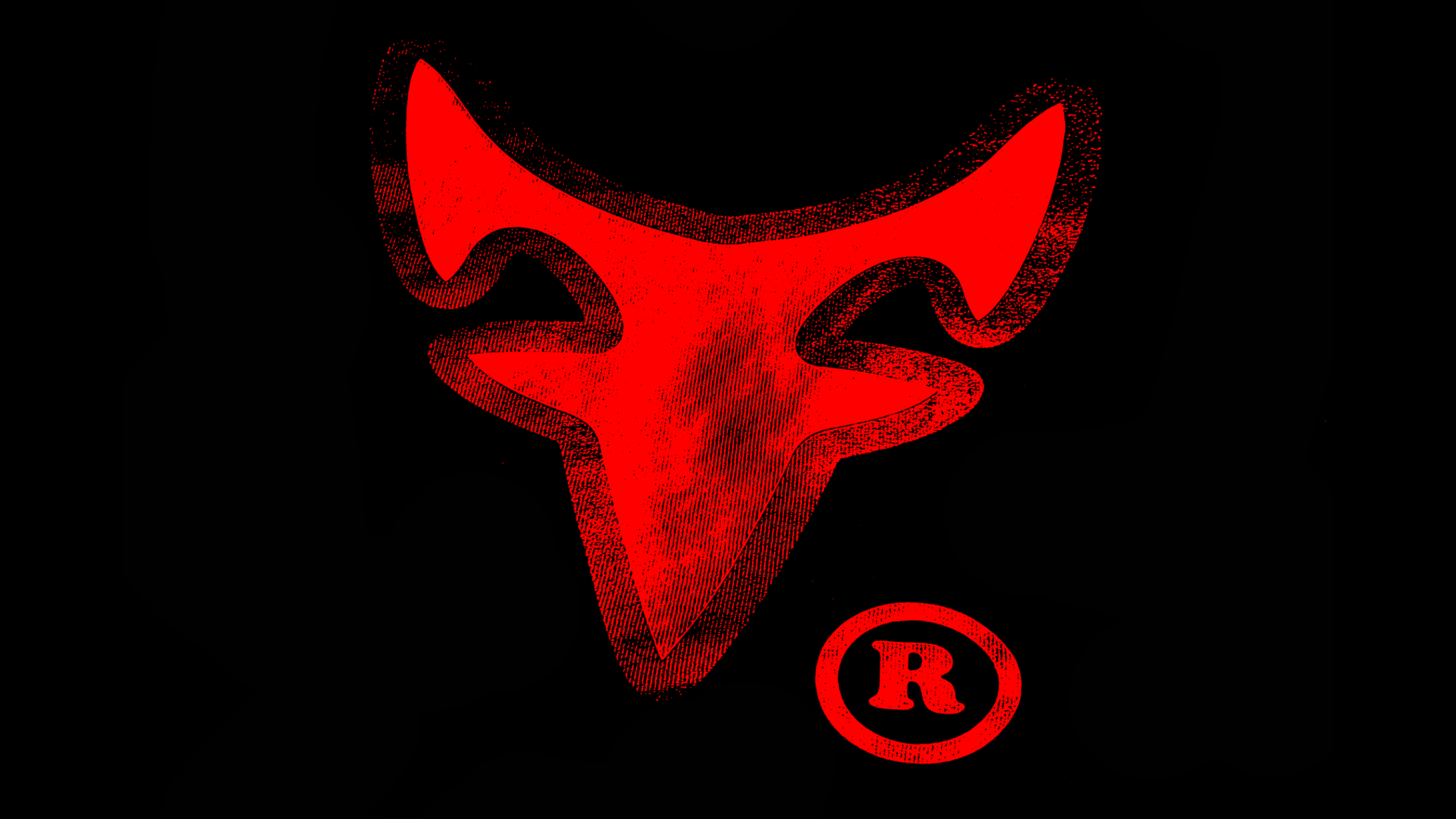 The Destroy 2 Rebuild fox mark in red on black