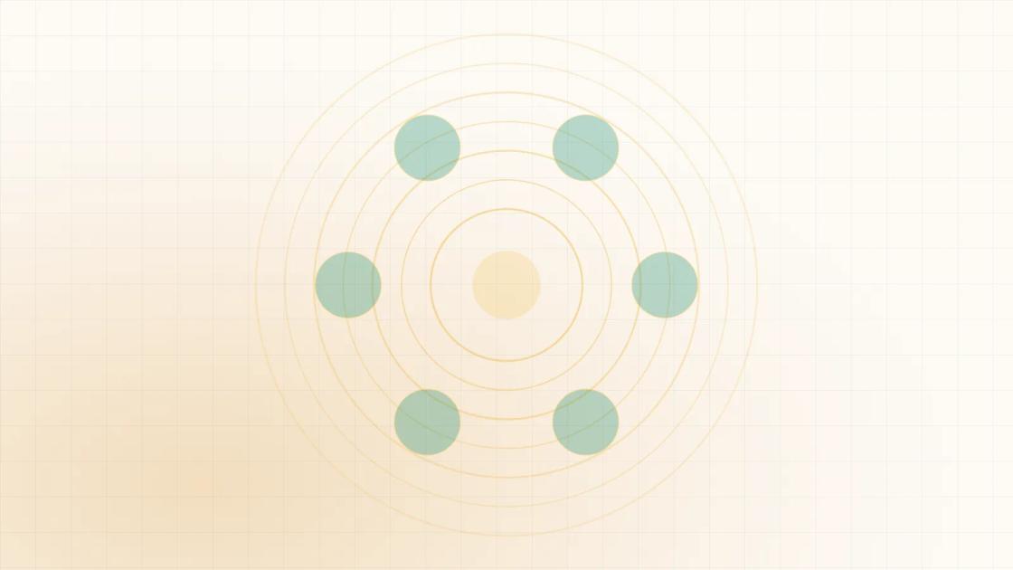 Concentric rings suggesting a thali with six bowls around a centre, drawn in brass on warm paper, with the NNWA wordmark in the corner.